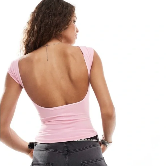 Free People scoop back baby tee in green - Picture 2 of 4